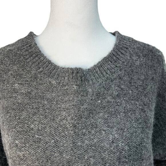 Magaschoni Mohair Wool Sweater Gray Marled Long Sleeve Crewneck Size M Warm Cozy - Picture 3 of 11